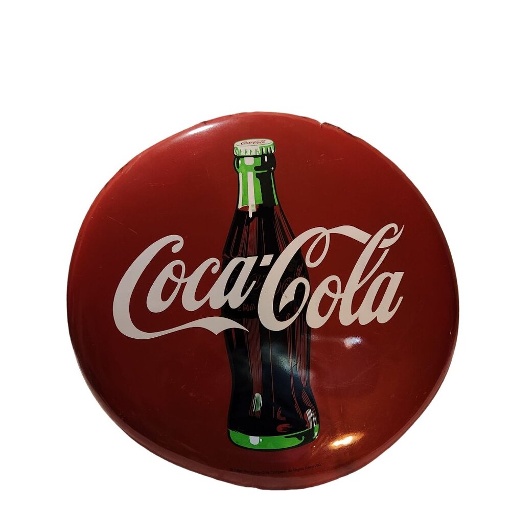 Coca-Cola Round Metal Tacker-Type Sign 15" Vintage Reproduction 1990